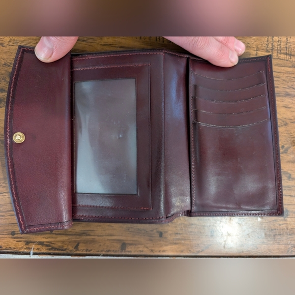 Vtg 80/90's Gary's Leather Brown Bifold Wallet Genuine Calf Leather Kiss Lock - Picture 4 of 14